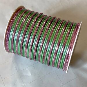 Green and Pink Sparkling Bangle Set
